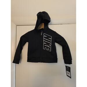 Nike Toddler Girls 2T lightweight Black Dri-Fit Full Zip Hoodie Spell Out Therma